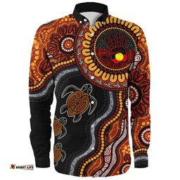 Amazing Aussie Indigenous Australian Aboriginal Hand Of The Land Heart Of The Sea Long Sleeve Shirt