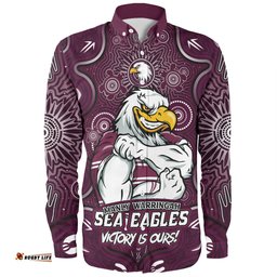 Amazing Aussie Manly Warringah Sea Eagles Aboriginal Pattern Inspired Victory Is Ours Long Sleeve Shirt