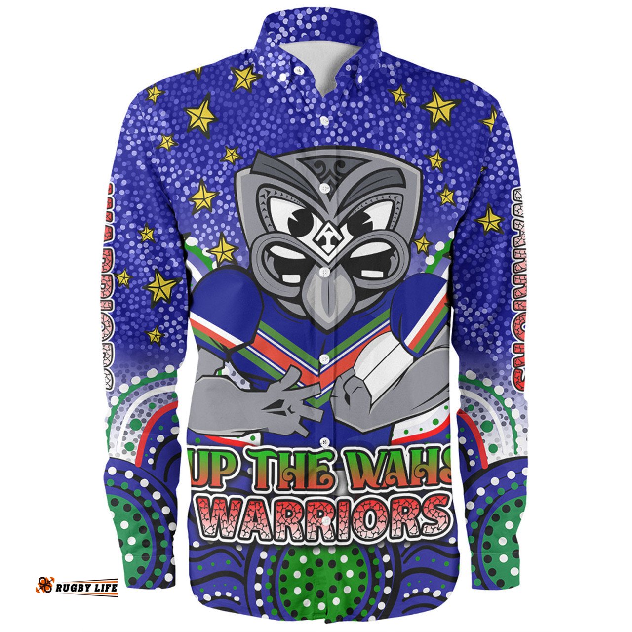 Amazing Aussie New Zealand Warriors Custom Custom With Aboriginal Inspired Style Of Dot Painting Patterns Long Sleeve Shirt