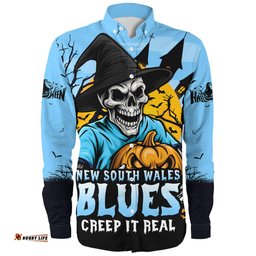 Amazing Aussie New South Wales Blues Dark Moon Rugby Halloween Battle Edition Long Sleeve Shirt