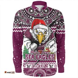 Amazing Aussie Manly Warringah Sea Eagles Aboriginal Xmas Special Ugly Christmas Style Long Sleeve Shirt