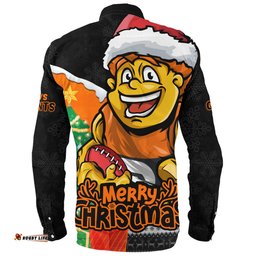 Amazing Aussie GWS GIANTS Santa Scoring Touchdown On Christmas Game Day Long Sleeve Shirt