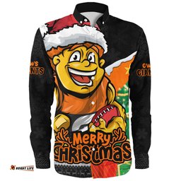 Amazing Aussie GWS GIANTS Santa Scoring Touchdown On Christmas Game Day Long Sleeve Shirt