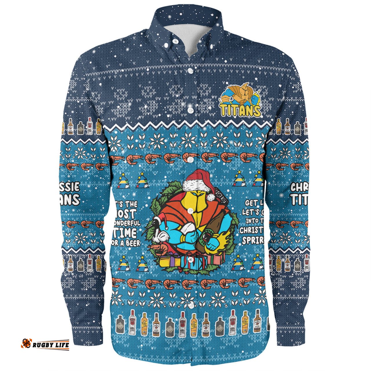 Amazing Aussie Gold Coast Titans Christmas Custom Chrissie Spirit Long Sleeve Shirt