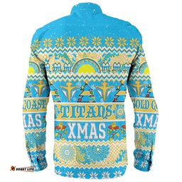 Amazing Aussie Gold Coast Titans Christmas Aboriginal Custom Indigenous Knitted Ugly Xmas Style Long Sleeve Shirt