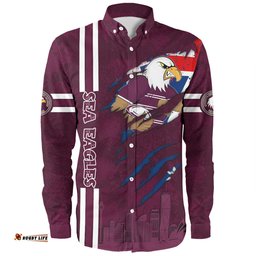 Amazing Aussie Manly Warringah Sea Eagles Happy Australia Day Flag Scratch Style Long Sleeve Shirt