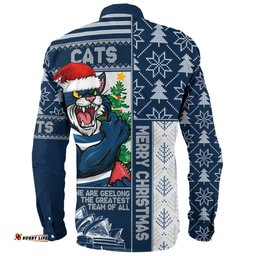 Amazing Aussie Geelong Cats Merry Christmas Knit Style Festive Spirit Long Sleeve Shirt
