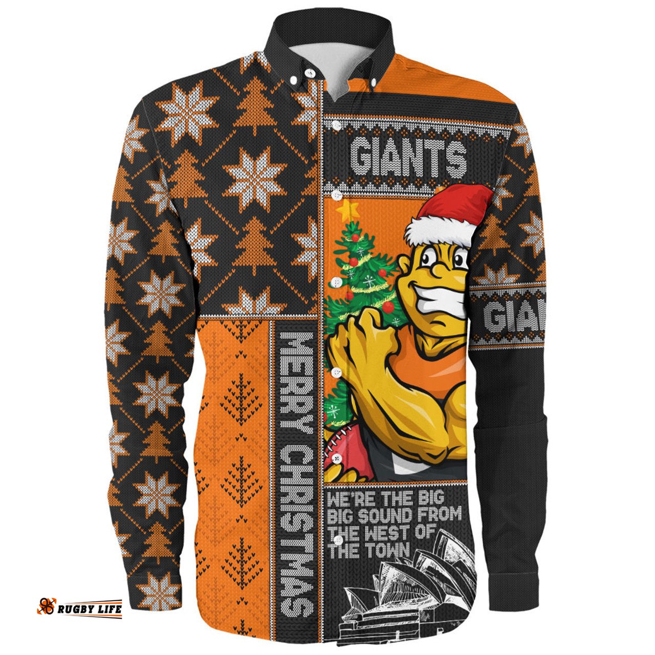 Amazing Aussie GWS GIANTS Merry Christmas Knit Style Festive Spirit Long Sleeve Shirt
