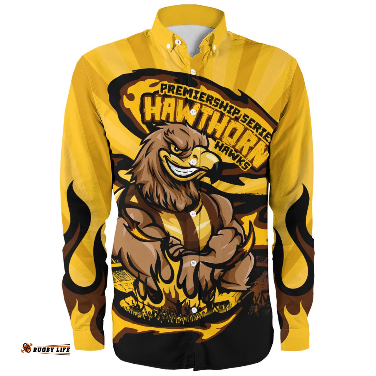 Amazing Aussie Hawthorn Premiership Series Flame Edition Long Sleeve Shirt