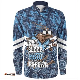 Amazing Aussie Cockroach Sport Tropical Patterns And Dot Painting Eat Sleep Repeat Long Sleeve Shirt