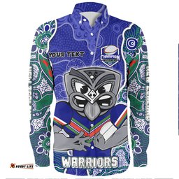 Amazing Aussie New Zealand Warriors Grand Final Customs Custom New Zealand Warriors With Contemporary Style Of Aboriginal Painting s Long Sleeve Shirt