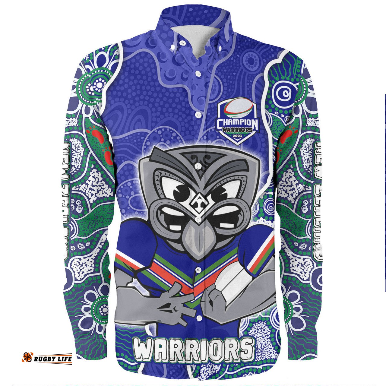 Amazing Aussie New Zealand Warriors Grand Final Customs Custom New Zealand Warriors With Contemporary Style Of Aboriginal Painting s Long Sleeve Shirt