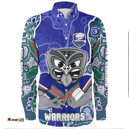 Amazing Aussie New Zealand Warriors Grand Final Customs Custom New Zealand Warriors With Contemporary Style Of Aboriginal Painting s Long Sleeve Shirt