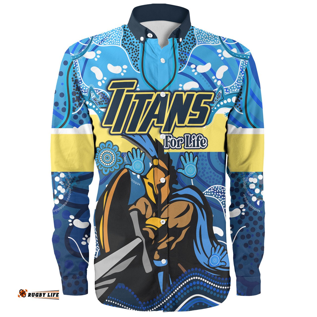 Amazing Aussie Gold Coast Titans Custom Gold Coast Titans For Life With Aboriginal Style Long Sleeve Shirt