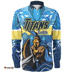 Amazing Aussie Gold Coast Titans Custom Gold Coast Titans For Life With Aboriginal Style Long Sleeve Shirt
