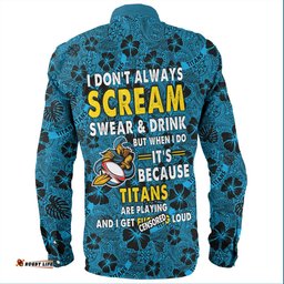 Amazing Aussie Gold Coast Titans Sport Scream With Tropical Patterns Long Sleeve Shirt