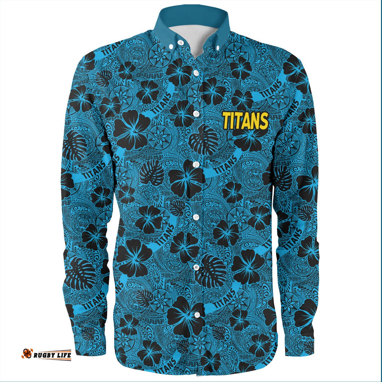 Amazing Aussie Gold Coast Titans Sport Scream With Tropical Patterns Long Sleeve Shirt