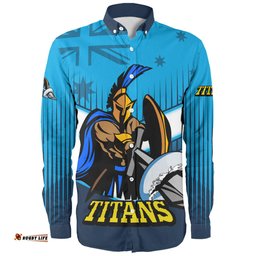 Amazing Aussie Gold Coast Titans Gold Coast Titans Mascot With Australia Flag Long Sleeve Shirt