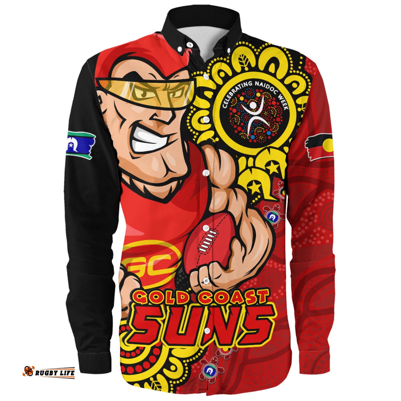 Amazing Aussie Gold Coast SUNS Power Through Generations NAIDOC Edition Long Sleeve Shirt