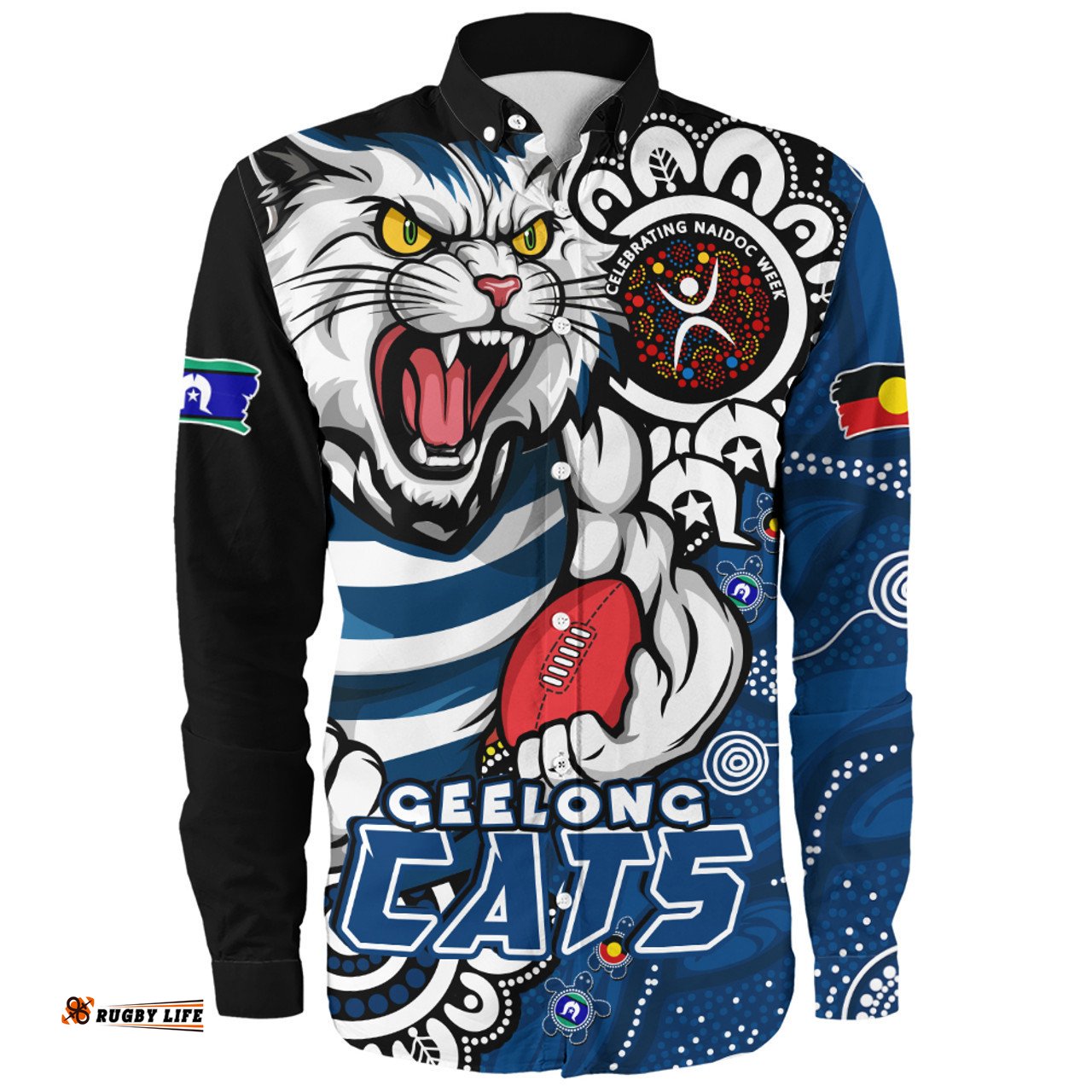 Amazing Aussie Geelong Cats Power Through Generations NAIDOC Edition Long Sleeve Shirt