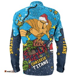 Amazing Aussie Gold Coast Titans Christmas Custom Let's Get Lit Chrisse Pressie Long Sleeve Shirt