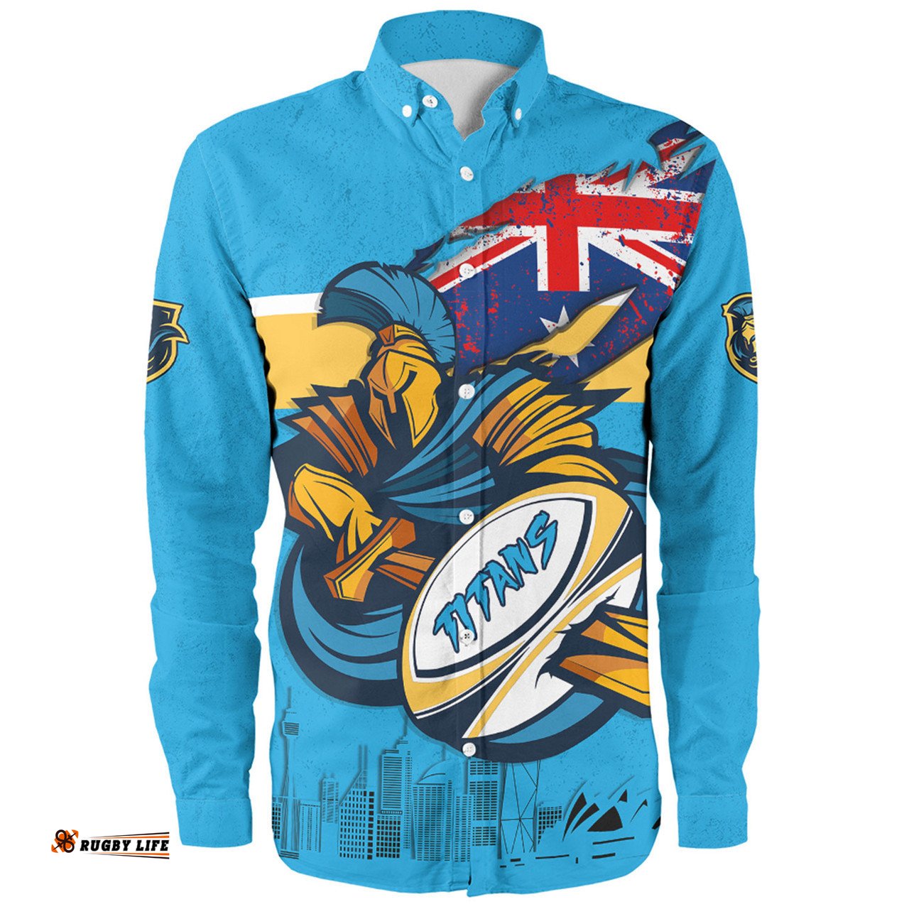 Amazing Aussie Gold Coast Titans Custom For Die Hard Fan Australia Flag Scratch Style Long Sleeve Shirt