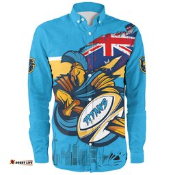 Amazing Aussie Gold Coast Titans Custom For Die Hard Fan Australia Flag Scratch Style Long Sleeve Shirt