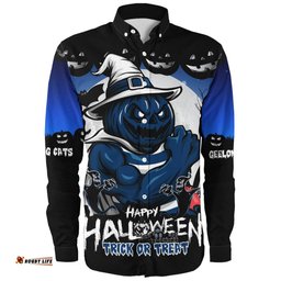 Amazing Aussie Geelong Cats Dark Pumpkin Halloween Spirit Long Sleeve Shirt