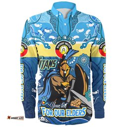 Amazing Aussie Gold Coast Titans Naidoc Week Custom For Our Elders Home Jersey Shirt Long Sleeve Shirt