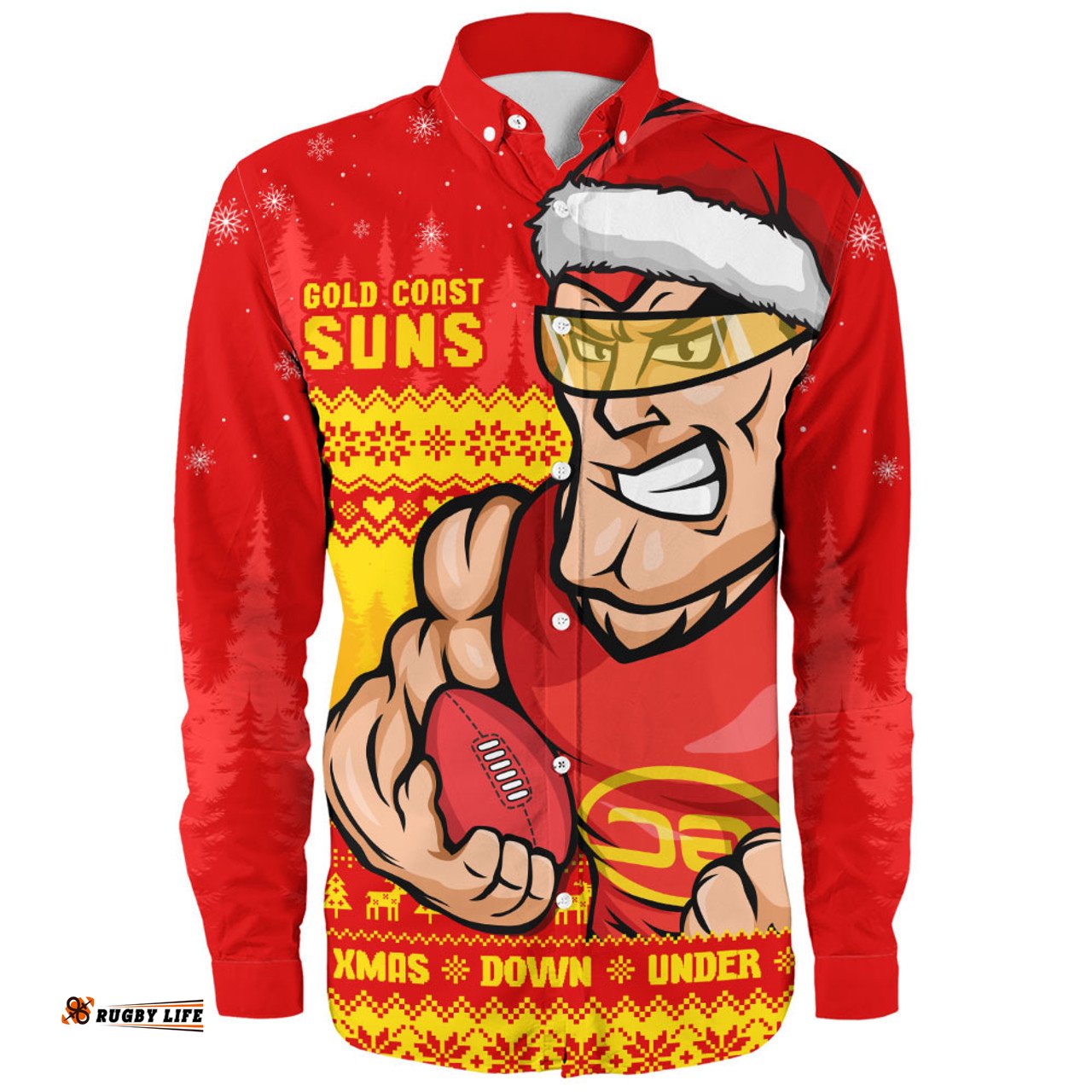 Amazing Aussie Gold Coast SUNS Merry Christmas Down Under Footy Power Style Long Sleeve Shirt
