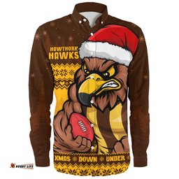 Amazing Aussie Hawthorn Merry Christmas Down Under Footy Power Style Long Sleeve Shirt