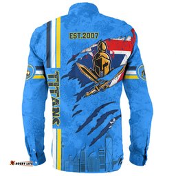 Amazing Aussie Gold Coast Titans Happy Australia Day Flag Scratch Style Long Sleeve Shirt