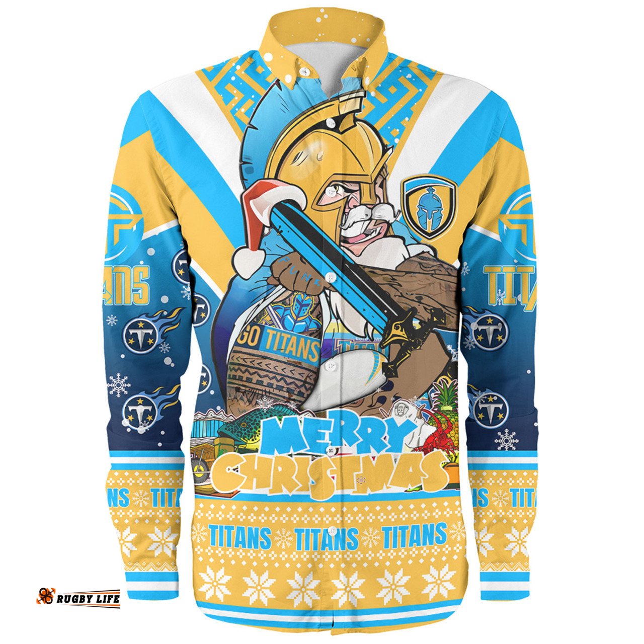 Amazing Aussie Gold Coast Titans Christmas Custom Gold Coast Titans Santa Aussie Big Things Long Sleeve Shirt