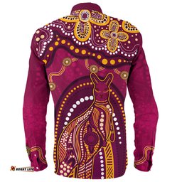 Amazing Aussie Indigenous Australian Aboriginal Kangaroo Dreaming Outback Spirit Edition Maroons Long Sleeve Shirt