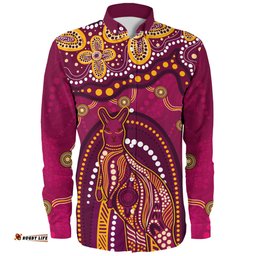 Amazing Aussie Indigenous Australian Aboriginal Kangaroo Dreaming Outback Spirit Edition Maroons Long Sleeve Shirt