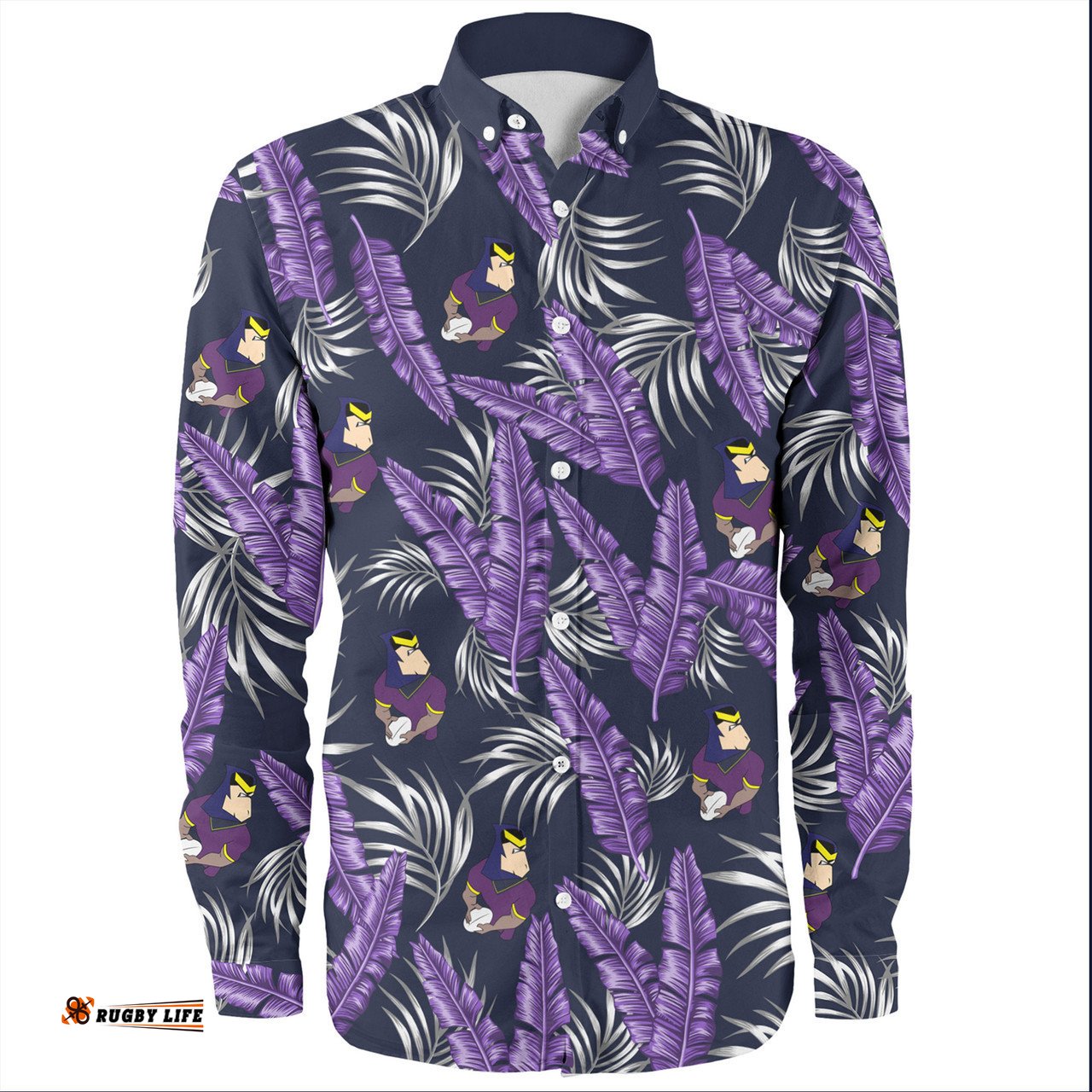 Amazing Aussie Melbourne Storm Custom Tropical Patterns Melbourne Storm Long Sleeve Shirt