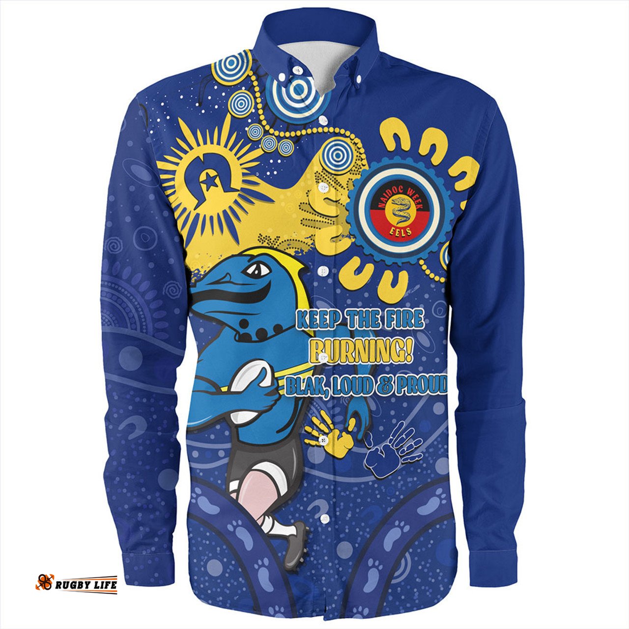 Amazing Aussie Parramatta Eels Aboriginal Indigenous Naidoc Week Dreamtime Dot Painting With Flag Long Sleeve Shirt