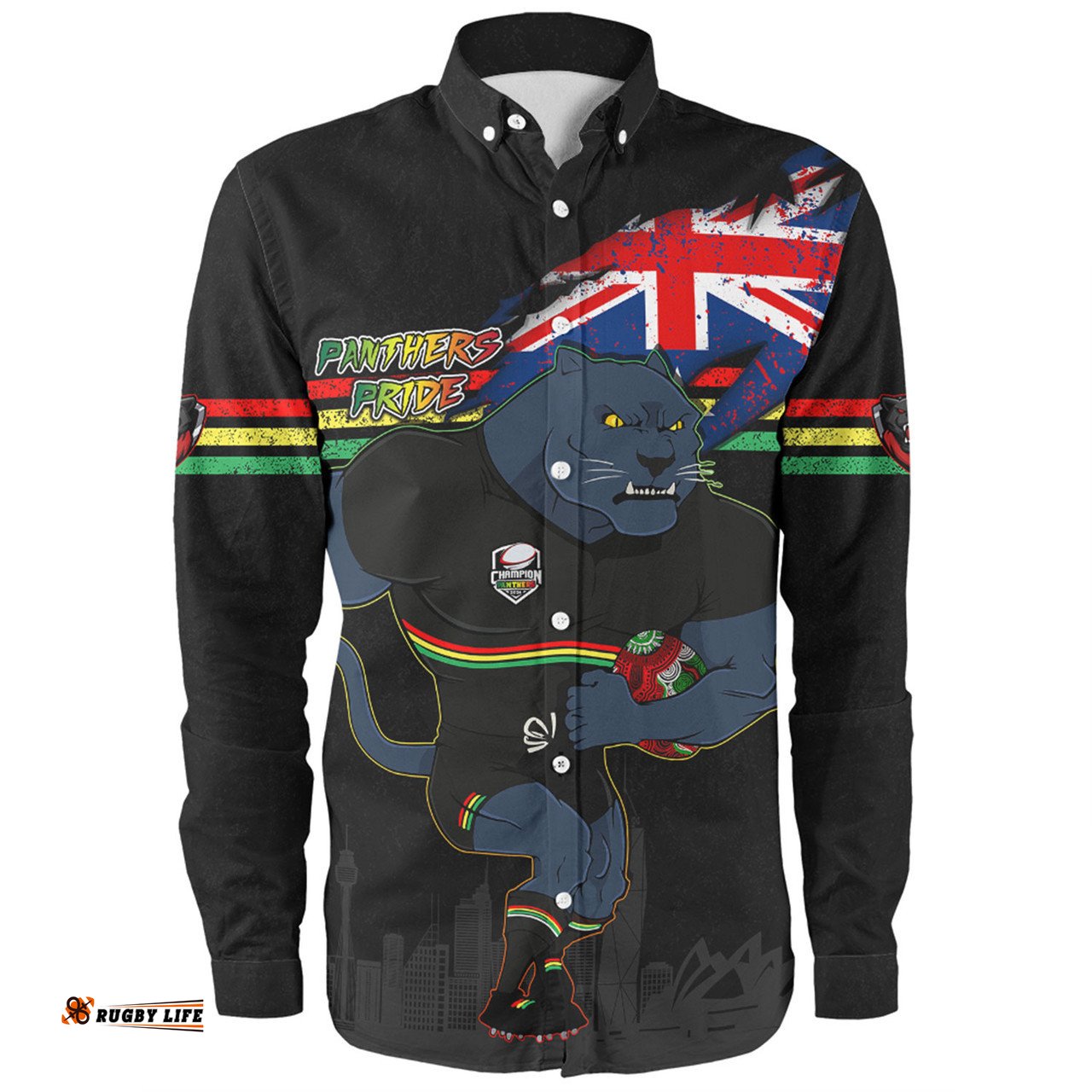 Amazing Aussie Penrith Panthers Custom For Die Hard Fan Australia Flag Scratch Style Long Sleeve Shirt