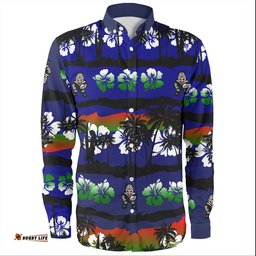 Amazing Aussie New Zealand Warriors Sport Tropical Hibiscus and Coconut Trees Long Sleeve Shirt