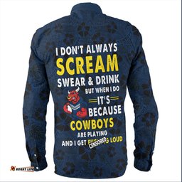 Amazing Aussie North Queensland Cowboys Scream With Tropical Patterns Long Sleeve Shirt