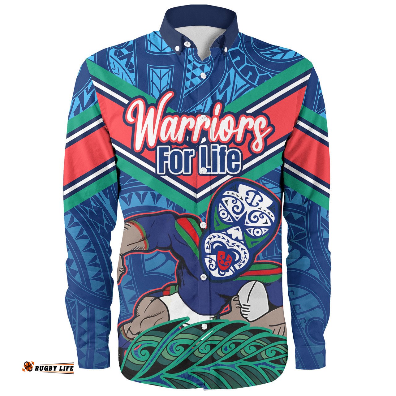Amazing Aussie New Zealand Warriors Custom Warriors For Life With Aboriginal Style Long Sleeve Shirt