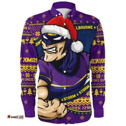Amazing Aussie Melbourne Storm Ugly Knit Style For Christmas Game Fans Long Sleeve Shirt