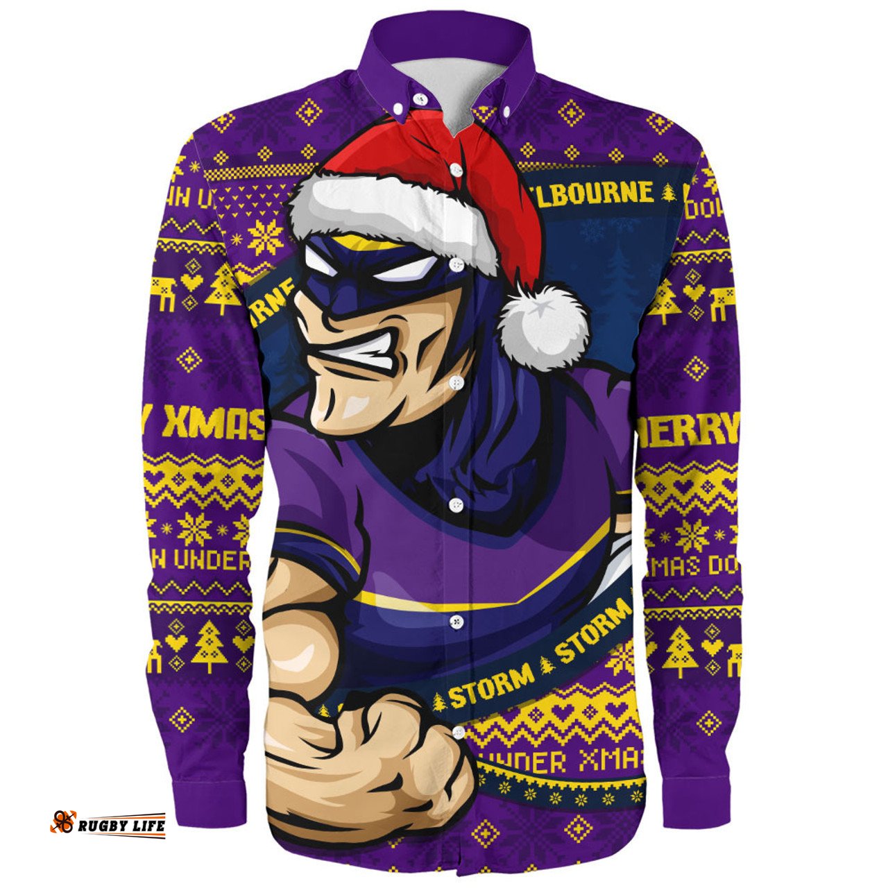 Amazing Aussie Melbourne Storm Ugly Knit Style For Christmas Game Fans Long Sleeve Shirt
