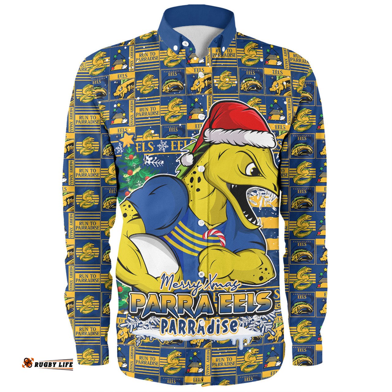 Amazing Aussie Parramatta Eels Merry Ugly Christmas Comic Style Long Sleeve Shirt