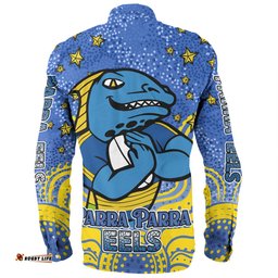 Amazing Aussie Parramatta Eels Custom Custom With Aboriginal Inspired Style Of Dot Painting Patterns Long Sleeve Shirt