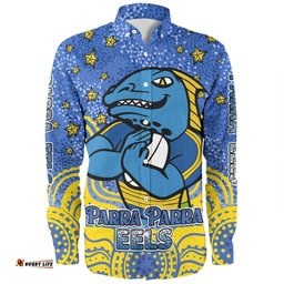 Amazing Aussie Parramatta Eels Custom Custom With Aboriginal Inspired Style Of Dot Painting Patterns Long Sleeve Shirt