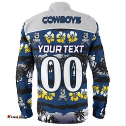 Amazing Aussie North Queensland Cowboys Tropical Hibiscus and Coconut Trees Long Sleeve Shirt