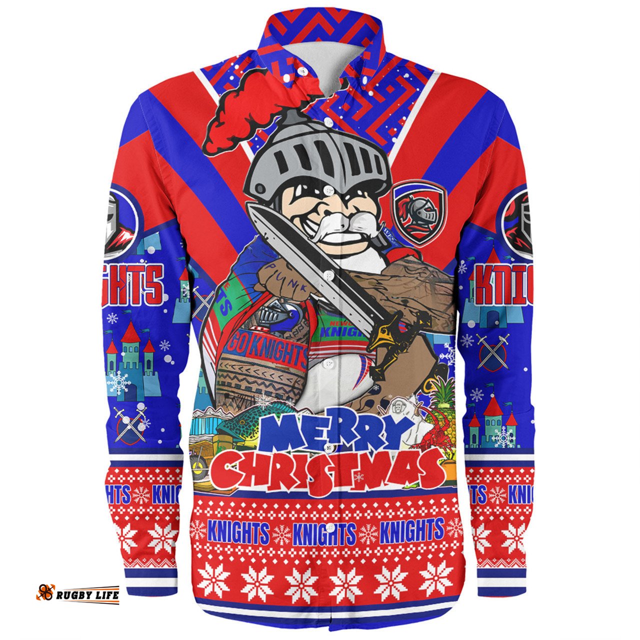 Amazing Aussie Newcastle Knights Christmas Custom Newcastle Knights Santa Aussie Big Things Long Sleeve Shirt