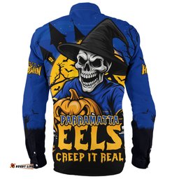 Amazing Aussie Parramatta Eels Dark Moon Rugby Halloween Battle Edition Long Sleeve Shirt