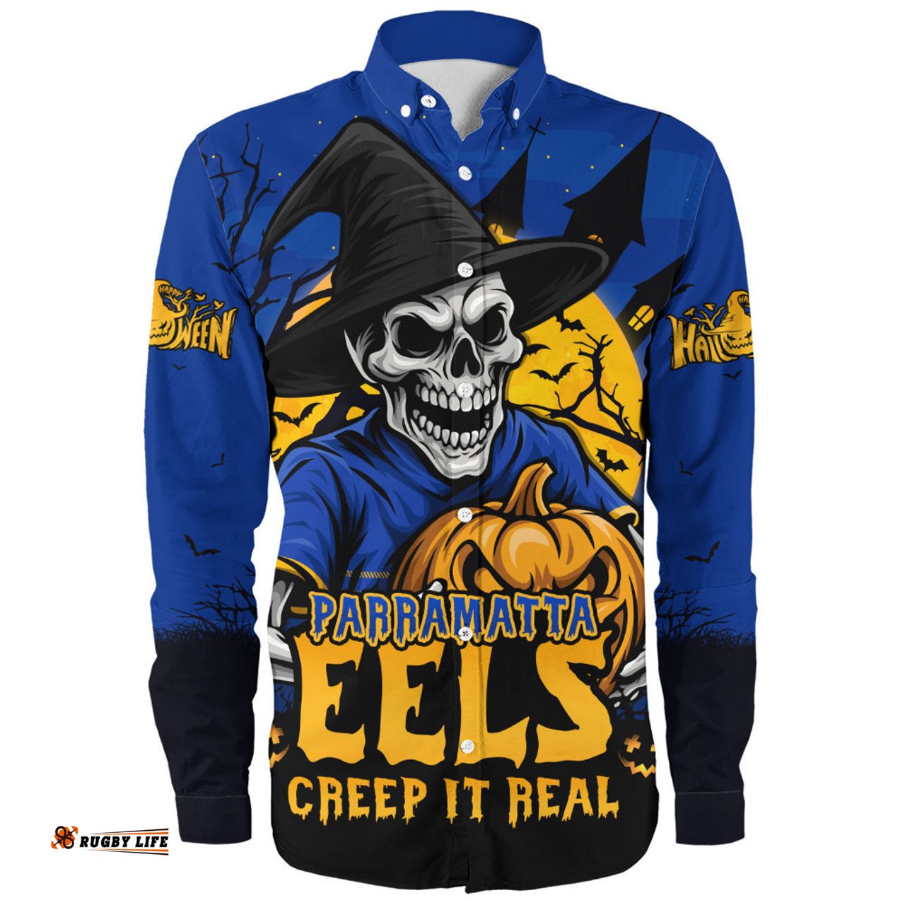 Amazing Aussie Parramatta Eels Dark Moon Rugby Halloween Battle Edition Long Sleeve Shirt